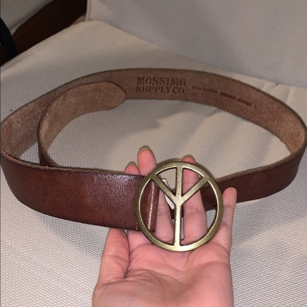 Peace Sign Brown Leather Mossimo Supply Co Belt - L